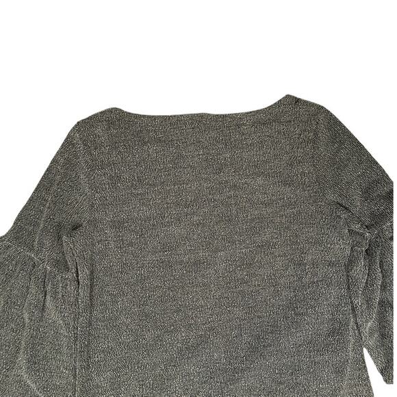 Banana Republic Blouse Bell Sleeve Boat Neck Black White Top Women's M Shirt - Picture 11 of 11